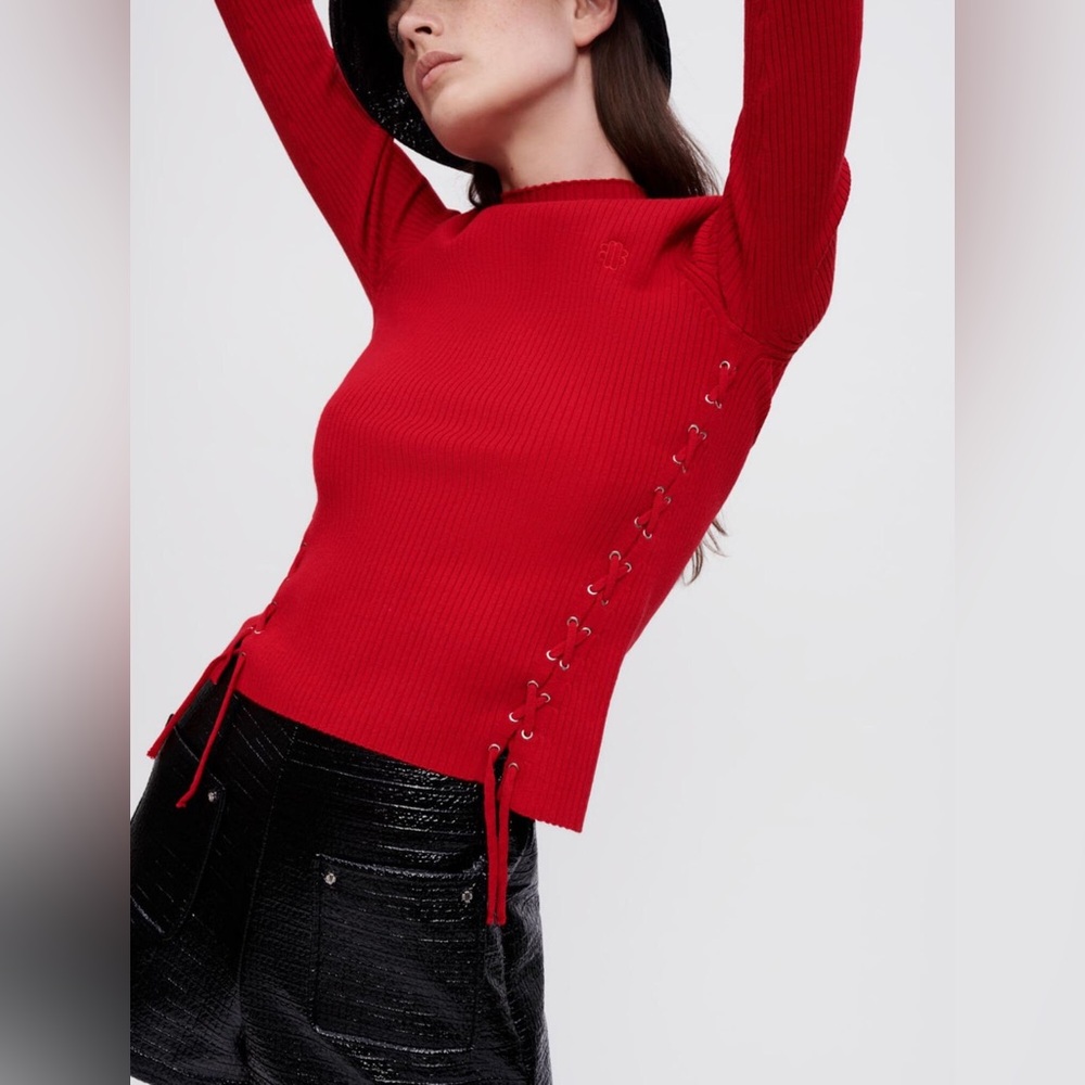 Maje Sweater with silver eyelets size 3 - L